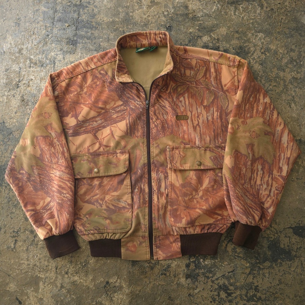 Vintage 90s Cabela's Brown Realtree Camo Jacket Large Chamois Cloth
